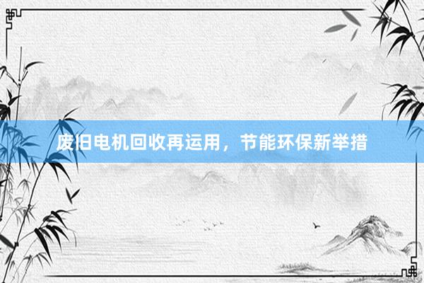 废旧电机回收再运用，节能环保新举措